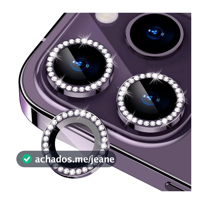 Diamante  lente Película Câmera Strass Brilho Compatível Com iphone 11 16Proteção Prateadoercadozendob