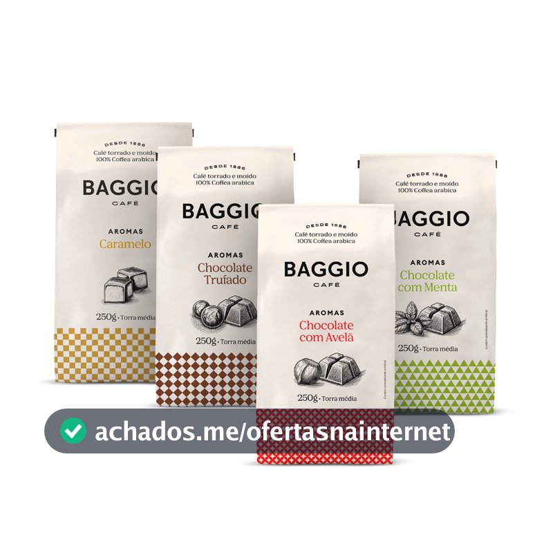Kit Café Moído Baggio Aromas 1kg (4x250g) - Caramelo, Chocolate Trufado, Chocolate com Avelã e Menta