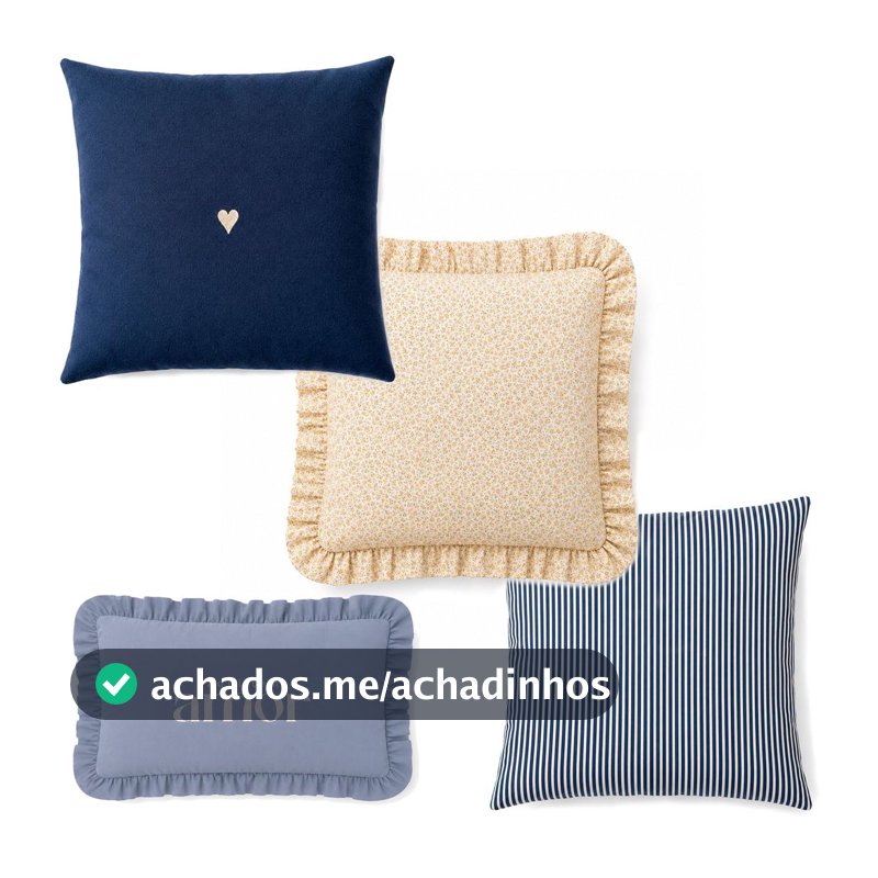 Kit 4 Capas de Almofadas Farmhouse Babado floral e Azul Romântico Bordado