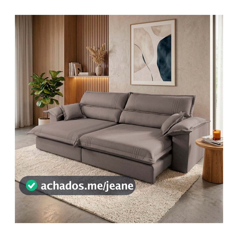 Sofá Retrátil Reclinável 3,00m Nivus Marrom c/ Molas Ensacadas - King House