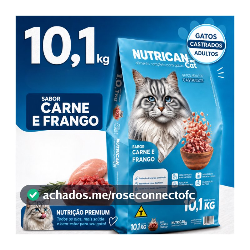 Ração Gato Castrado 10,1kg 28g Proteína Sabor Carne e Frango