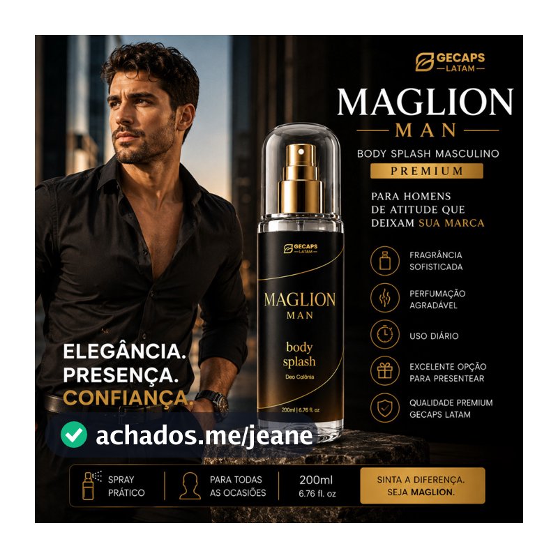 Body Splash MAGLION MAN 200ml | Deo Colônia Masculina Premium