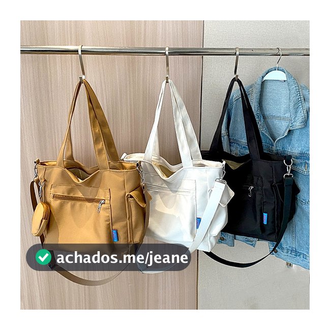 Bolsa Tote Feminina Grande Nylon Impermeável Transversal Ombro Casual Trabalho Leve Espaçosa