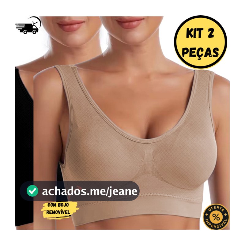 Kit 2 Top Sem Costura Com Bojo Alças Largas e Tecido Super Confortável Sutiãs Sem Aro Uso Diário Regata Poliamida