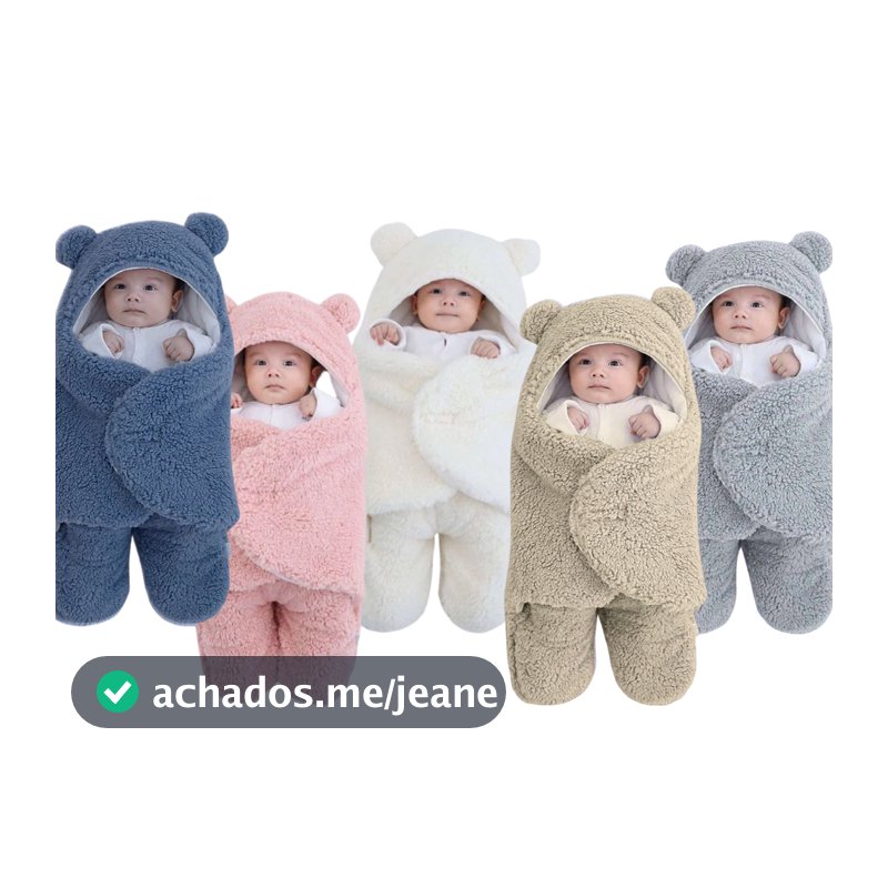 Saco de Dormir para Bebê Ursinho Sherpa e Manta Soft Hipoalergênica Menino e Menina