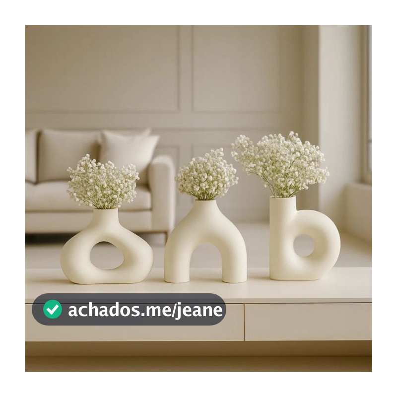 Vaso Branco e Marfim Decorativo Moderno Sala Clean e Aconchegante