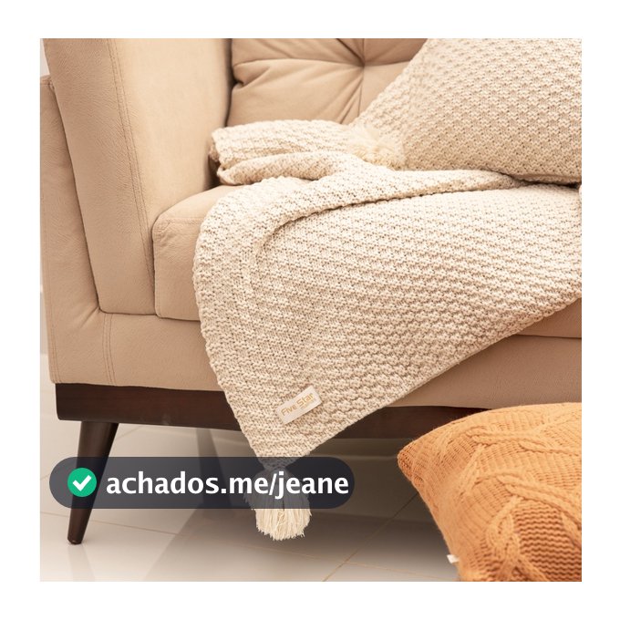 Peseira Manta Pompom Decorativa Trico Sala Cama Sofá Solteiro Casal Queen King