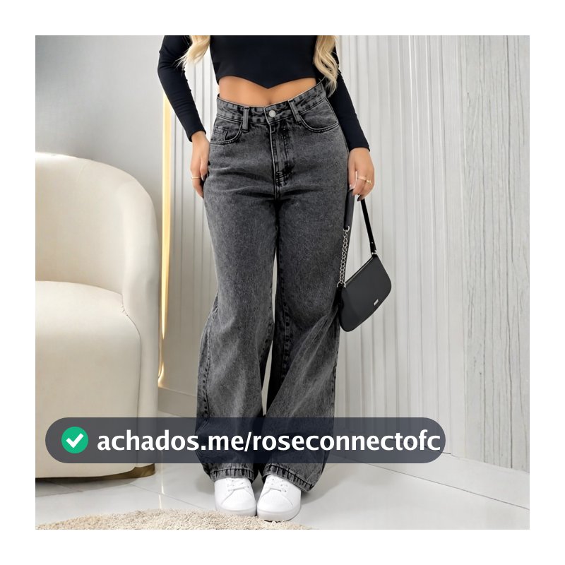 Calça Jeans Feminina Wide Leg Premium Cintura Alta 100% Algodão