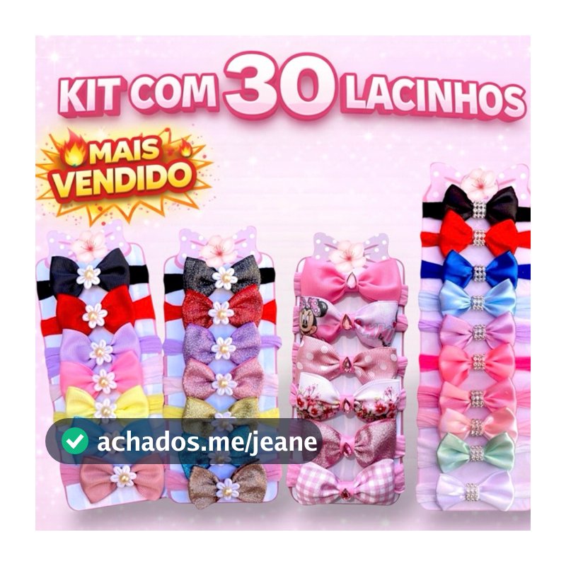 Kit com 30 Laços de Cabelo Infantil | Laços de Bebê | Lacinhos para Meninas | Faixinha de Bebê