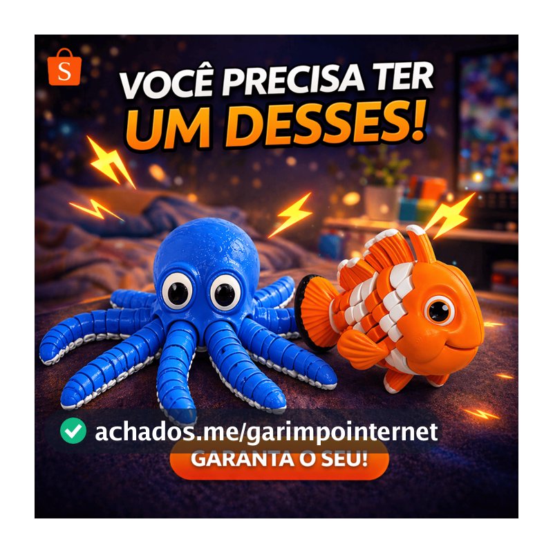 Kit Brinquedo Sensorial Antiestresse Polvo Articulado + Peixe Palhaço Flexível Colorido Infantil