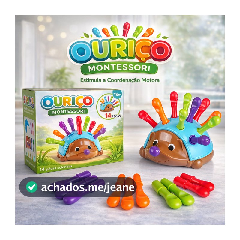 Brinquedo Educacional Bebê Ouriço Montessori Encaixar e Montar Sensorial Coordenação Motora