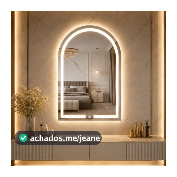 Espelho Oval com LED Touch 80x50cm Luz Fria e Quente Ideal para Penteadeira