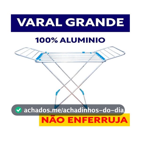 Varal P/ Roupas De Chão 100% Alumínio Grande Reforçado Com Abas Dobrável Retrátil Resistente