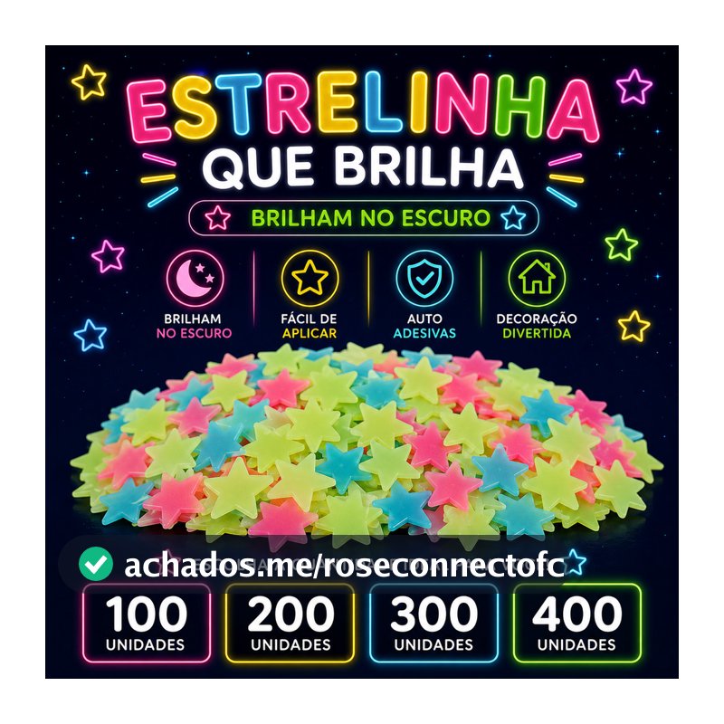 Estrelas que Brilham no Escuro Adesivo Estrelinha Luminoso Fluorescente para Teto e Parede Quarto Infantil Kit