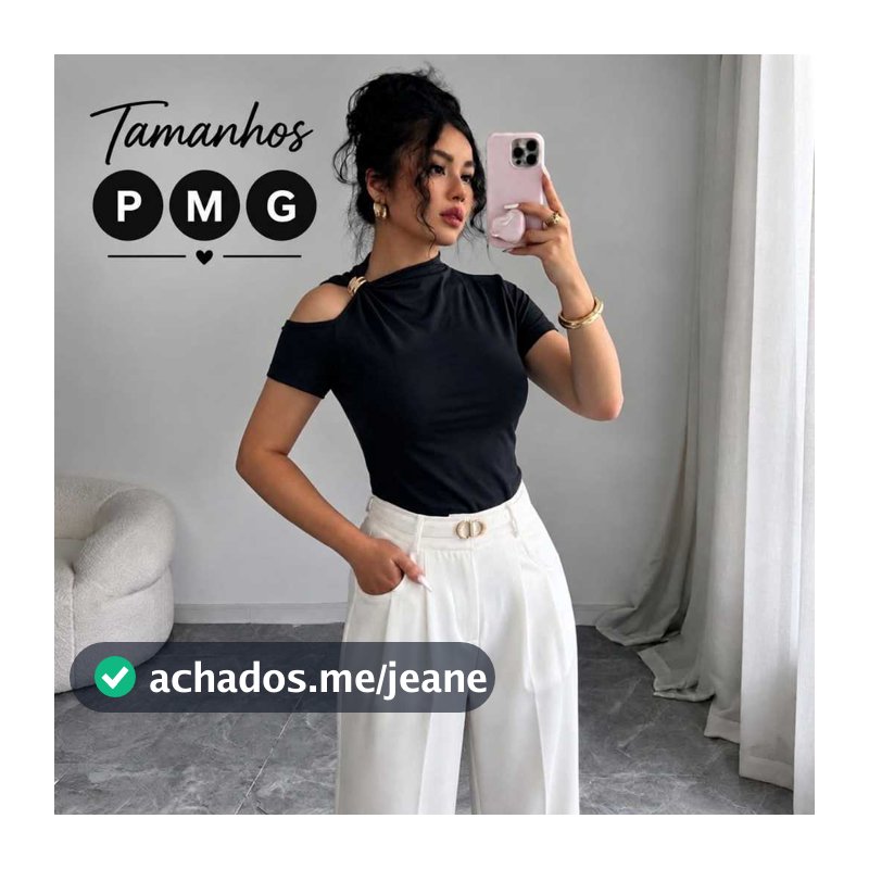 BLUSA  FEMININA OMBRO VAZADO Com Fivela Dourada Elegante Blusa Feminina Suplex Moda Gringa