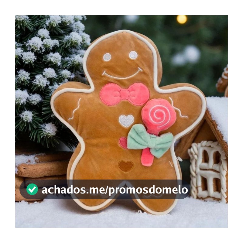 Biscoito Natal de Pelúcia com Laço Rosa e Pirulito - 23cm - 1 unidade - Rizzo