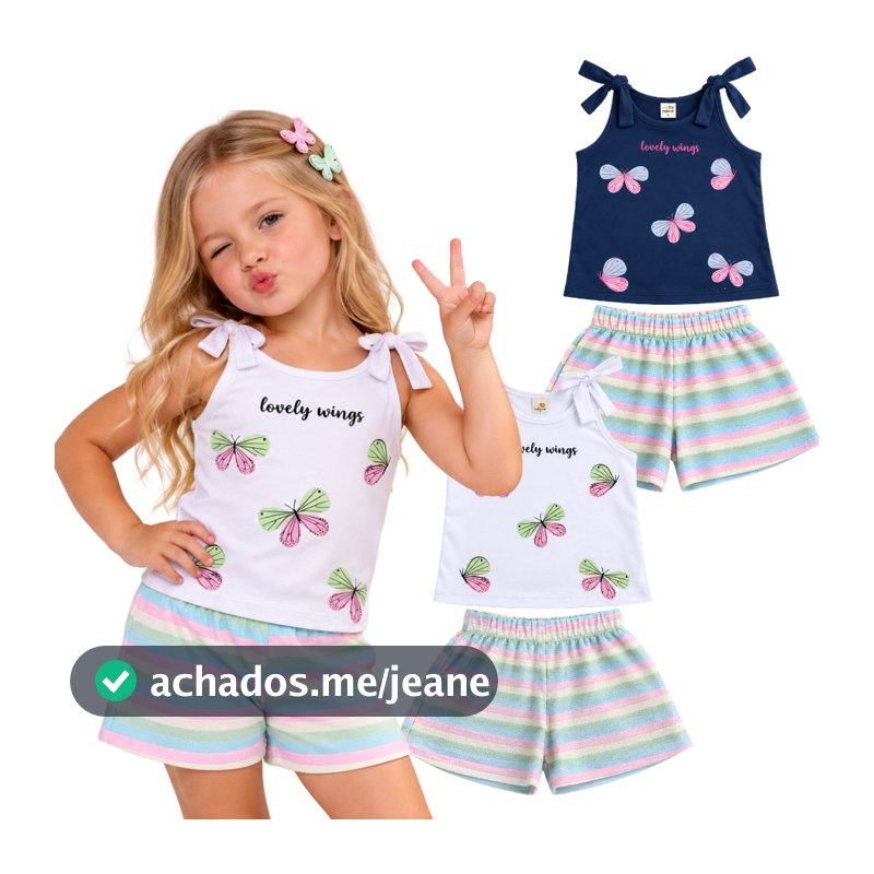 Conjunto Infantil Menina de Verão l Conjunto Infantil Feminino do Tamanho 2 ao 12 l Roupa Menina