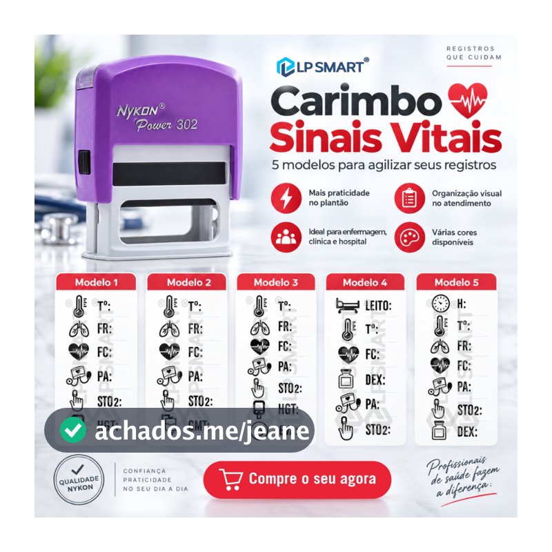 Carimbo Automático Enfermagem Sinais Vitais Prontuário Médico Profissional Saúde
