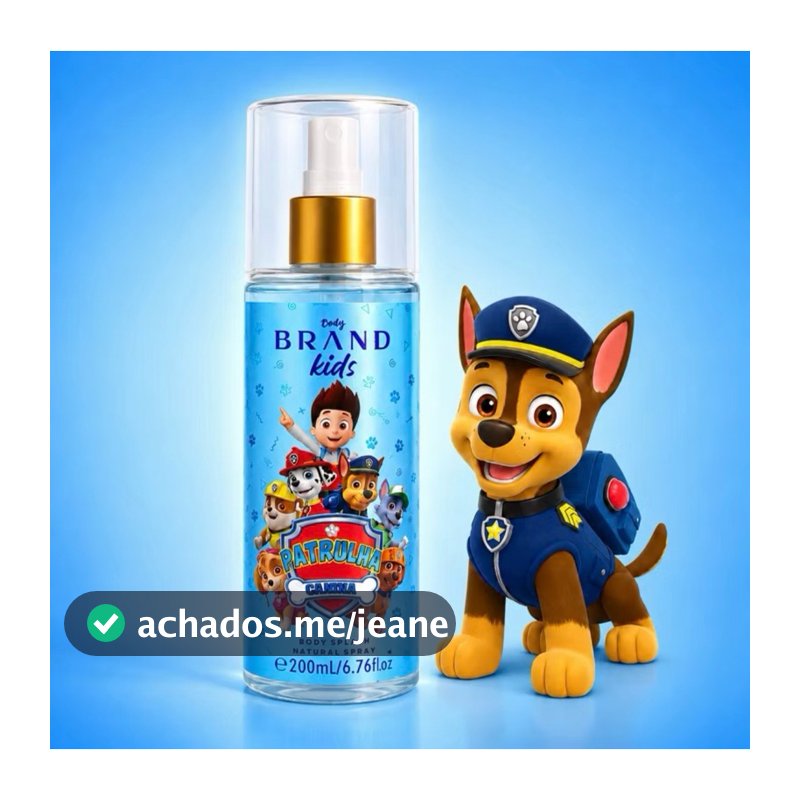 Body Splash Água de Colônia Infantil Patrulha Canina Cheiro Suave Refrescante 200ml