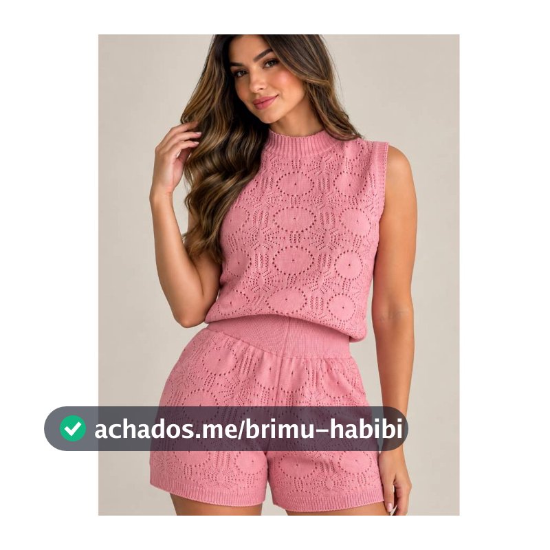 Conjunto Feminino Tricot PRIVERA Verão Regata e Shorts Trabalhado Roupa Feminina Conjunto Elegante Feminino