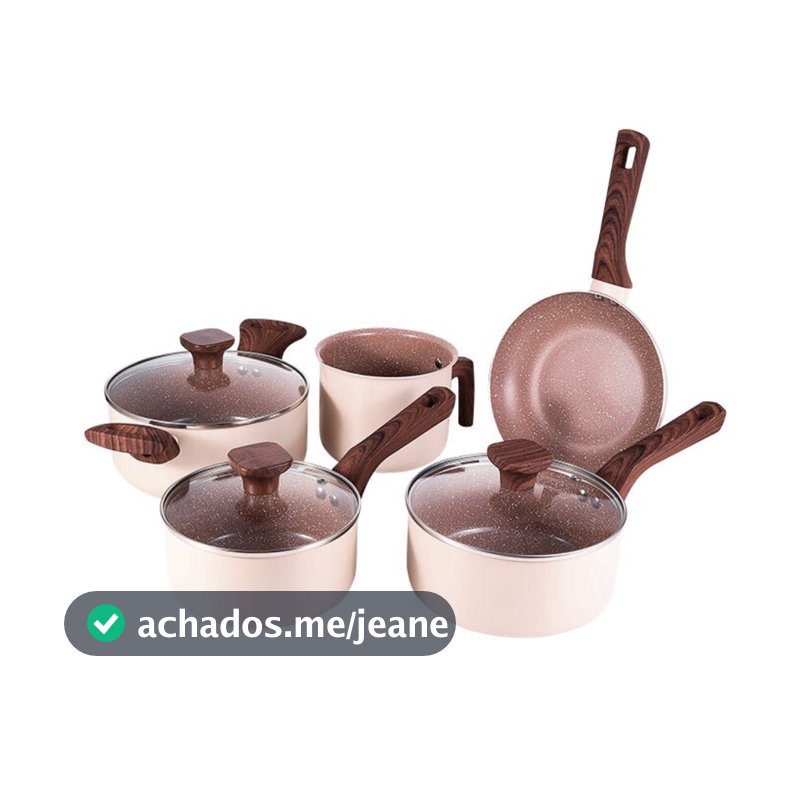 Jogo de Panelas Antiaderente Cerâmica Cooktop Fogão Indução Kit 5 Peças Conjunto