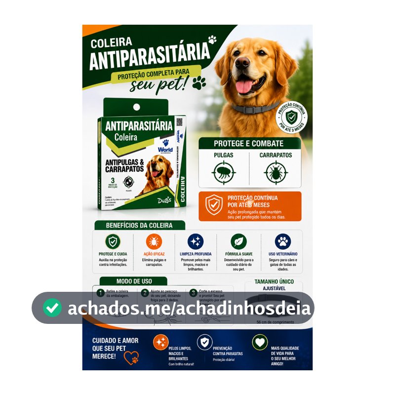 Coleira Dugs Antipulgas e Carrapatos World Veterinária