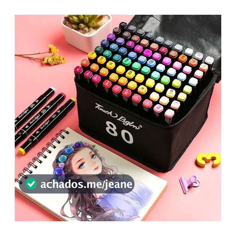 Kit 80 Canetas Marcadoras Ponta Dupla Aquarela Coloridas Infantil Escolar Desenho Pintura Arte Crianças
