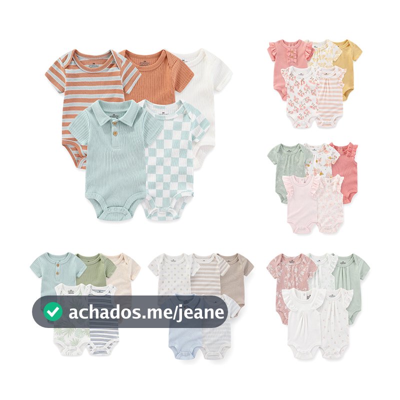 Kiddiezoom 5 Peças Moda Verão Desenho Animado Bebê Menino Menina Body Macio 100 % Algodão Recém-Nascido Oneises