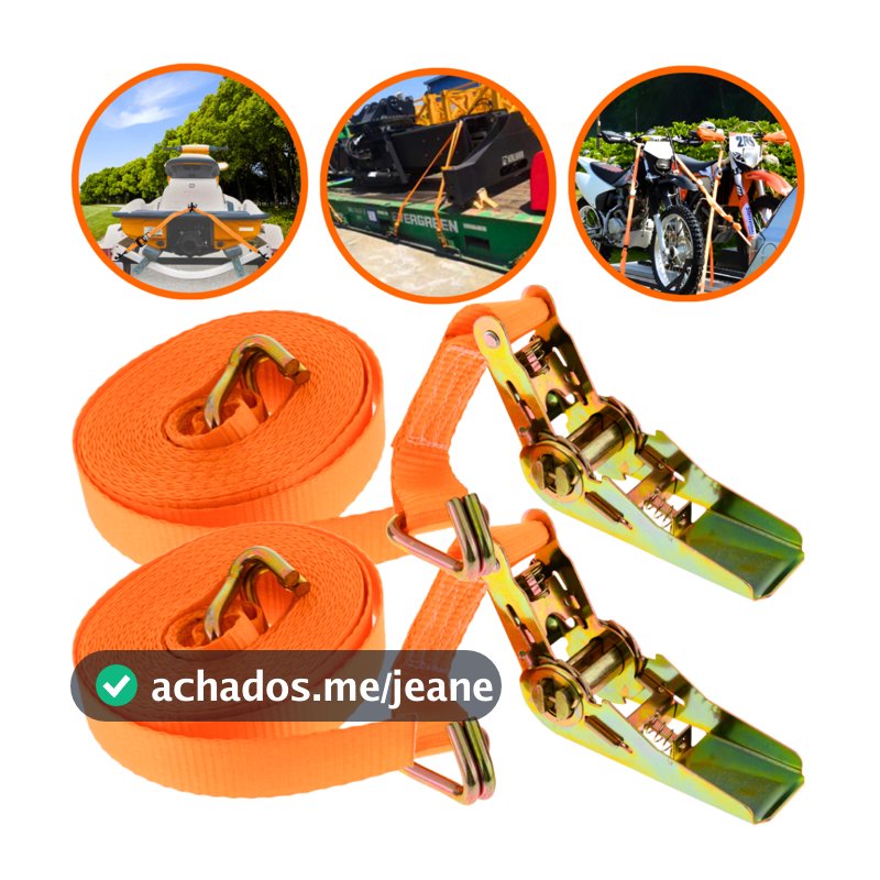 Kit 2 Cintas Catracas Para Amarração Suporta Até 800kg Com 5 Metros Para Amarrar Cargas Jet Sky Cintas Catracas Atmas