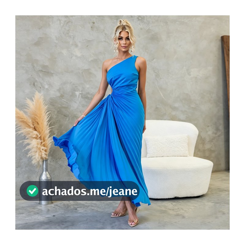 Novo Vestido Elegante E De Cor Sólida De Um Ombro Com Decote Plissado , Cintura Oca design De Cetim