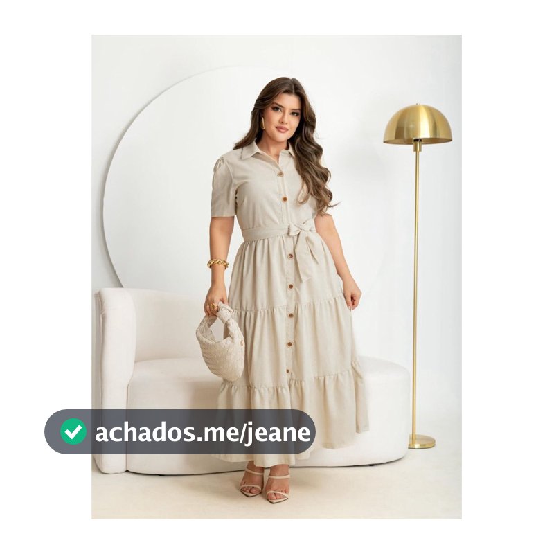 Vestido Evangélico cristã Feminino Midi chemise de Linho Botões Funcionais com cinto P,M,G