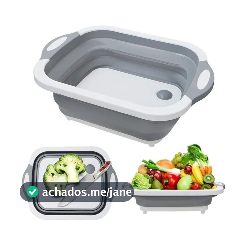 Tábua Bacia Cesta Retrátil Silicone Multifuncional Cozinha