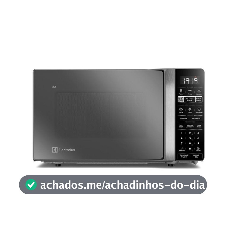 Micro-ondas Electrolux Efficient 20L Cor Inox Espelhado Função Descongelar e Receitas Pré-Programadas (ME20S)