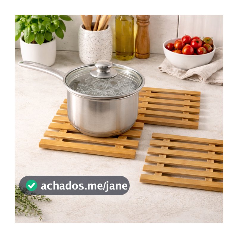 Kit 3 Descanso de Panela de Bambu Apoio de Panela Quente Resistente Calor Mesa Posta
