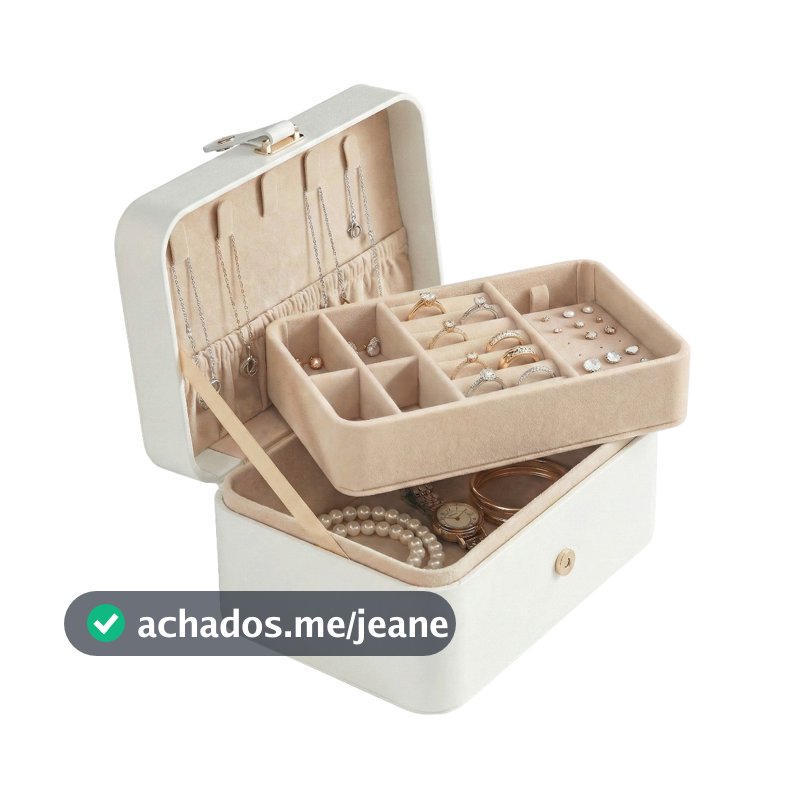 SONGMICS Caixa Organizadora de Joias Pequena, Estojo Portátil de Joias com 2 Camadas, Presente para Viagem, Verde