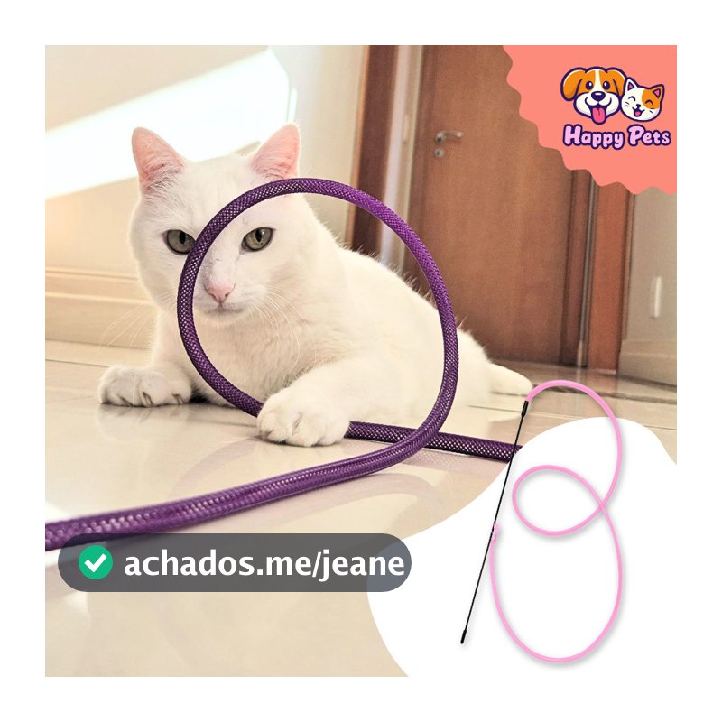 Varinha Cat Cobrinha Da Pet Games Com 50cm Brinquedo Para Gato Super Resistente Que Atiça A Caça