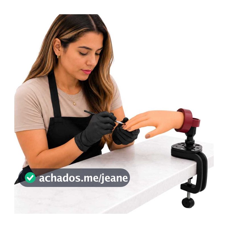 Kit Mão Profissional Anatômica Silicone Treino Unhas Suporte 360° Manicure Nail Designer