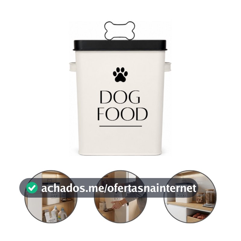 Porta Ração Pet Para Cachorro Container Pote Organizador De Metal Com Vedação Hermética Com Dosador Linha Essenza Pet