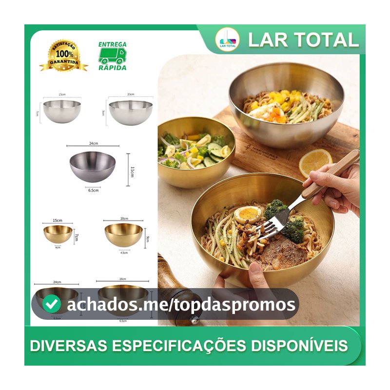 Kit 4 Tigela Bowl Aço Inox Dourado Conjunto, Acabamento Dourado, Multiuso Cozinha, Diversos Tamanhos