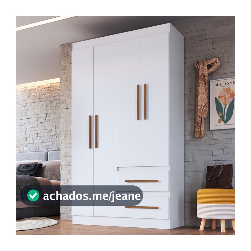 Guarda-Roupa Solteiro Palermo 4 Portas 2 Gavetas 100% MDF - Doripel Móveis