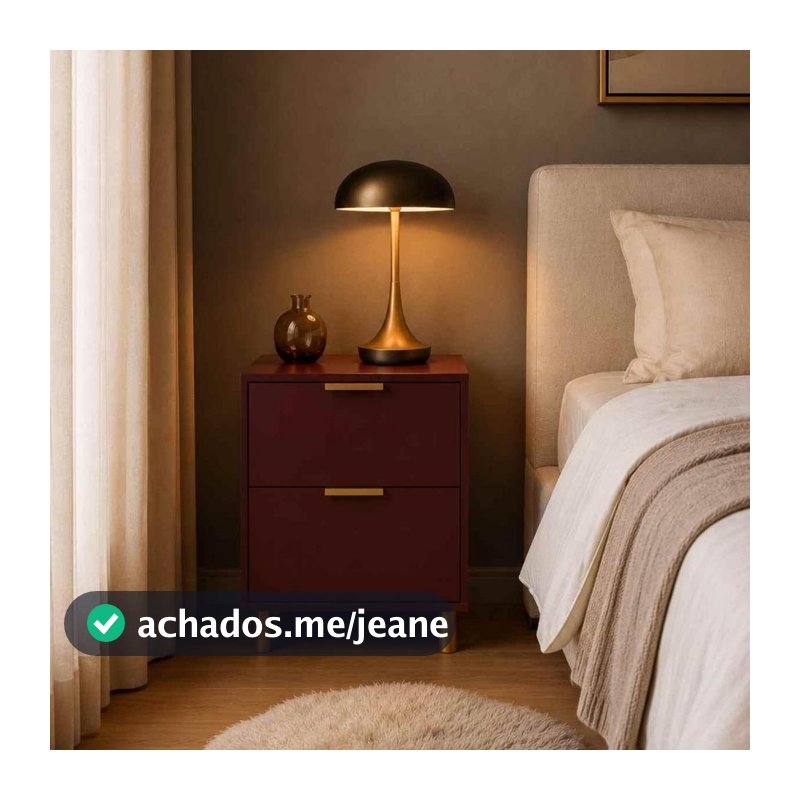 Mesa de Cabeceira Ditália 2 Gavetas DM-125 Vinho