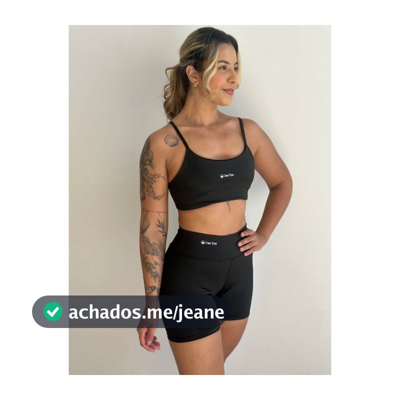 Shorts Meia Coxa Cintura Alta + Top Forrado Suplex UV 50+ Feminino Fitness Academia Kit