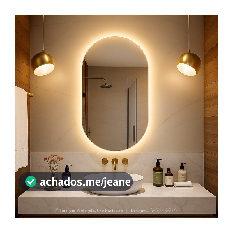Espelho Oval com LED para Banheiro Lavabo Penteadeira Quarto Sala Decorativo
