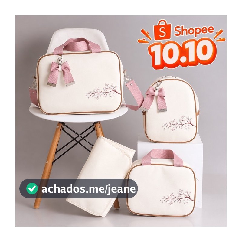Kit Maternidade Luxo 04 peças com Bordado de Safari & Flores | Térmico | Impermeável,  MENINA&MENINO