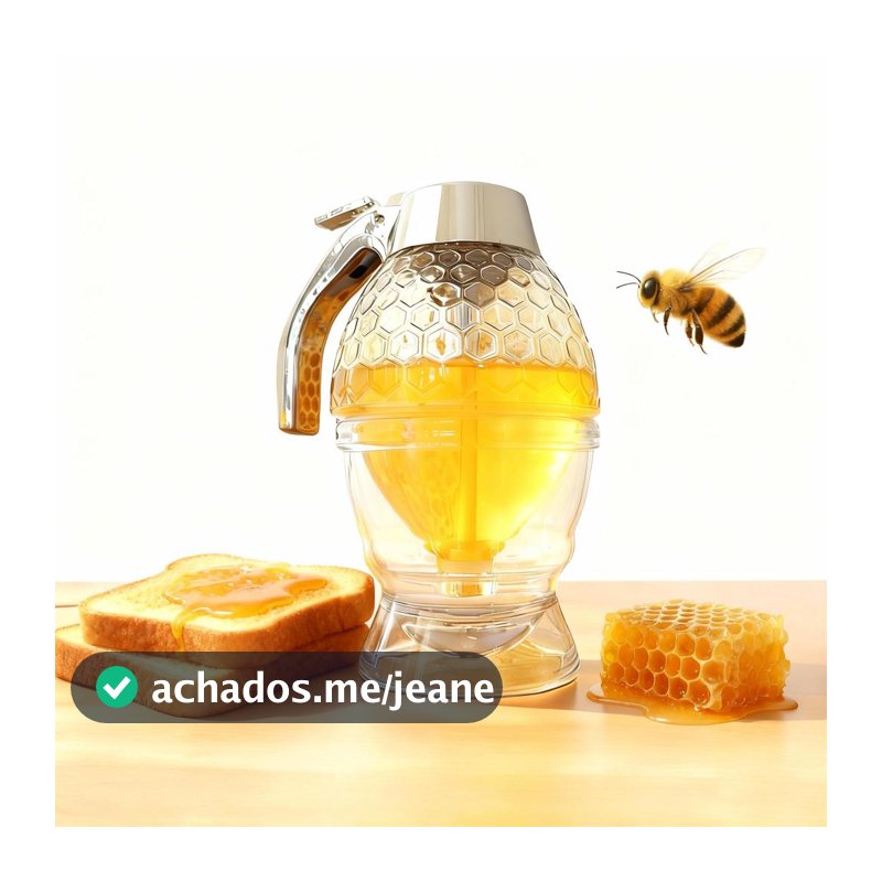 Meleira Honey Dispenser Acrílico 200ml Porta Mel Com Dosador Colmeia Sem Gotejamento Mesa Posta