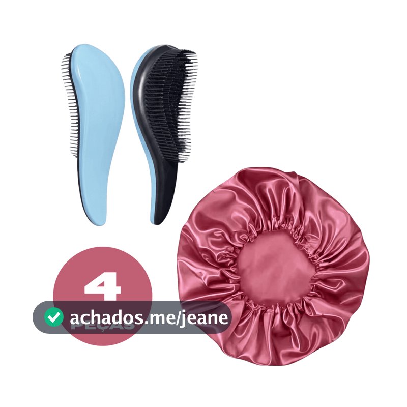 Kit 2 Toucas de Cetim 2 Escovas Mágicas Desembaraçadora Escolha as Cores