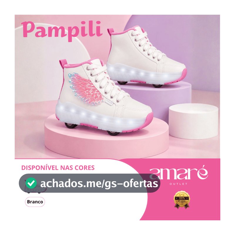 Tênis de Rodinha Infantil Pampili Fly Led Cano Médio 782001 Confortável Original