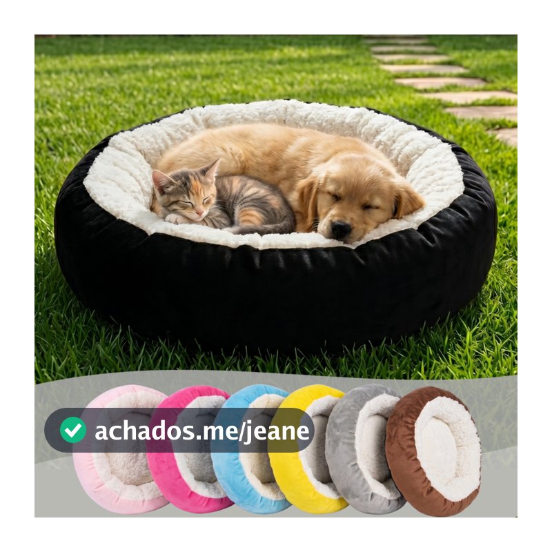 Cama Pet Sherpa Redonda Antiestresse Caminha Super Macia Inverno Luxo Tamanhos P , M e G