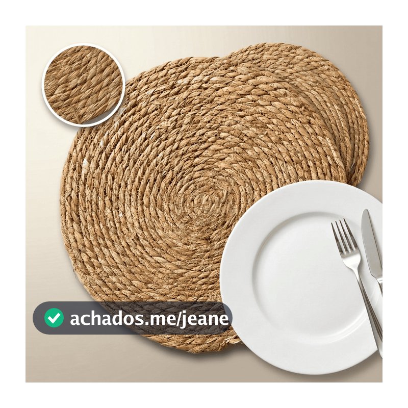 Jogo Americano de Palha Mesa Jantar 38cm 1, 4 ou 6 peças