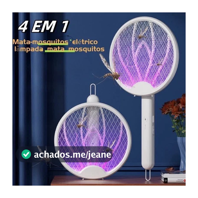 Raquete Mata Mosquito Elétrica Com Luz Atrai Mosquito Recarregavel USB Envio Imediato